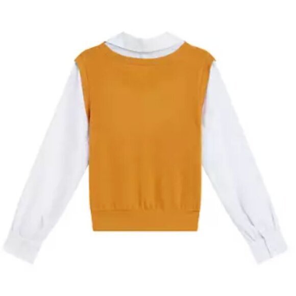 Amy Byer 2Fer Vest Blouse Mustard Yellow L 14 - Picture 2 of 11